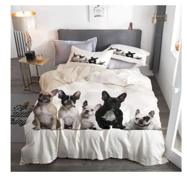 Bettwäsche-Set Gruppe junge französische Bulldoggen