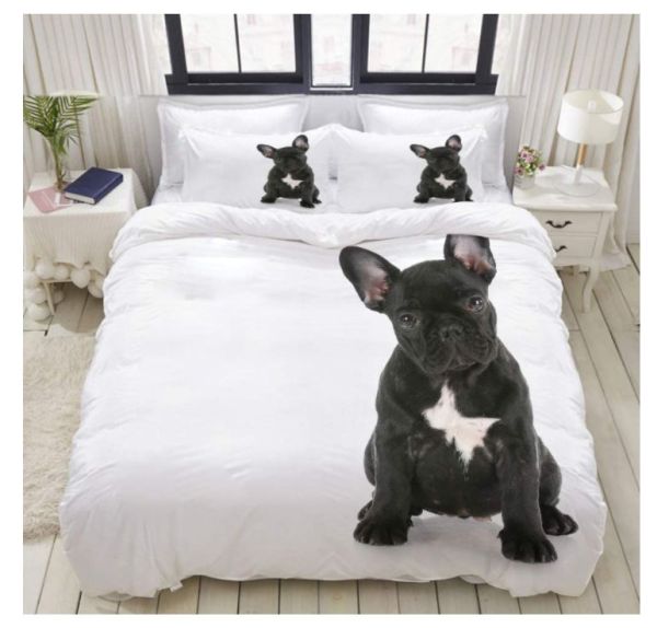 Bettwäsche-Set, Schwarzer Französische Bulldoggen Welpe