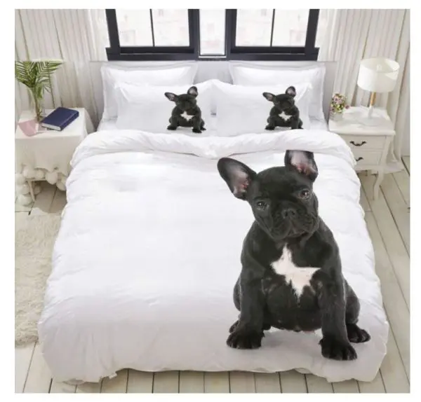 Bettwäsche-Set, Schwarzer Französische Bulldoggen Welpe