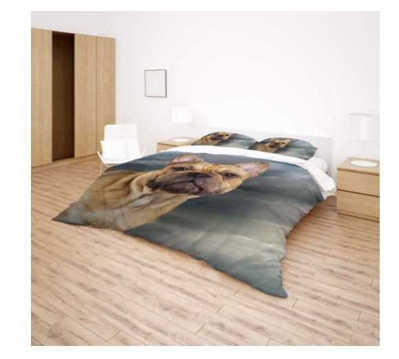 Bettwäsche-Set mit französischen Bulldoggen, 3-teilig,