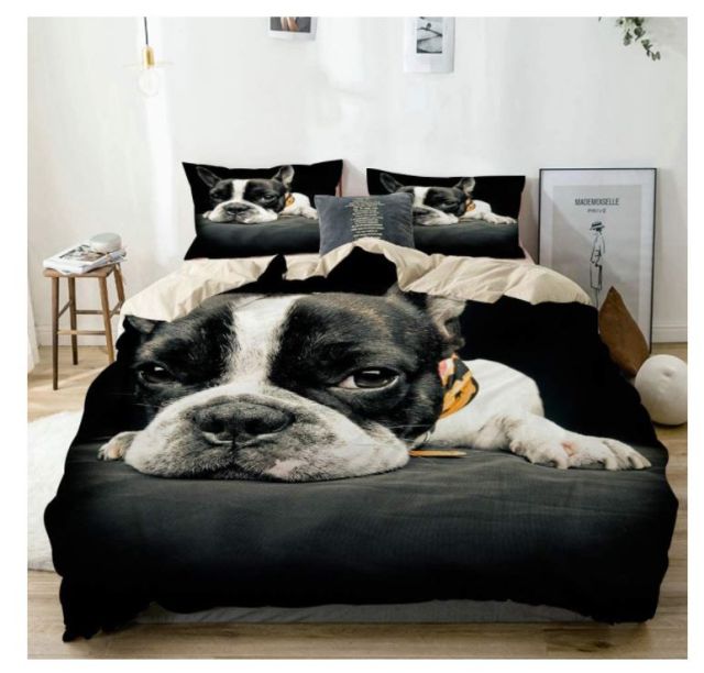 Bettwäsche schwarz weisse Französische Bulldogge