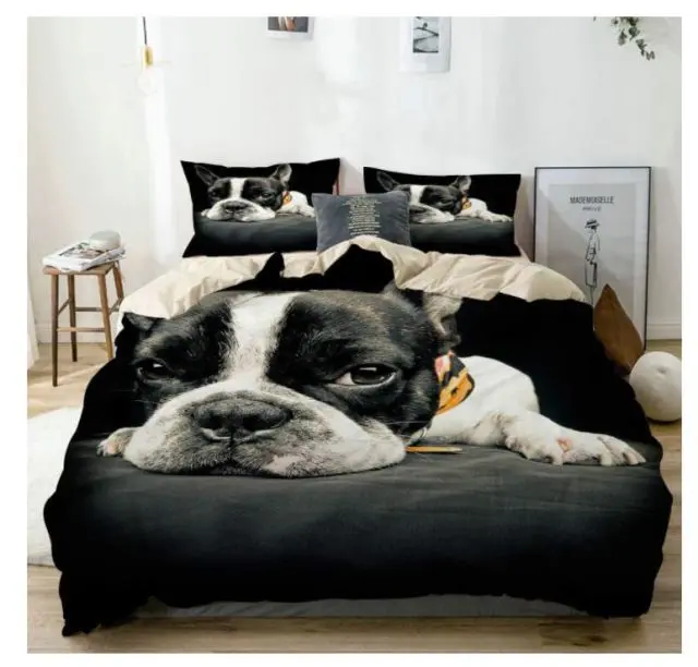 Bettwäsche schwarz weisse Französische Bulldogge