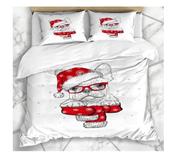 Französische Bulldogge Weihnachtsbettwäsche
