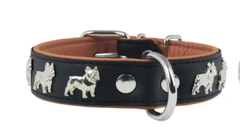 Lederhalsband Französische Bulldogge Echtlederhalsband